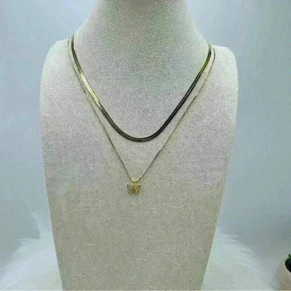 Butterfly Layered Necklace in Gold - Picture 6 of 6